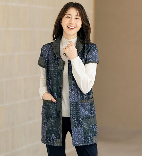 ルフラン（ルフラン）の「【２色組】裏ファー和柄ベスト＜咲良～さくら～＞（パジャマ・ルームウェア）」｜詳細画像