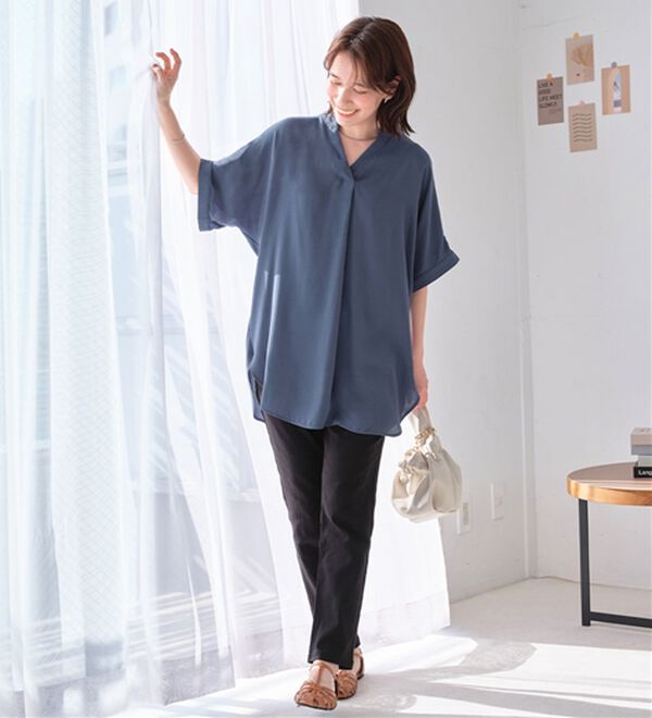 Viola e Viola（ヴィオラ エ ヴィオラ）の「【接触冷感】ひんやり！さらさらＥＡＳＹタックスキッパーチュニック（チュニック）」｜詳細画像