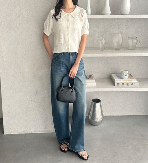 GeeRA（ジーラ）の「透かし編みポロ衿ニット（ニット・セーター）」｜詳細画像