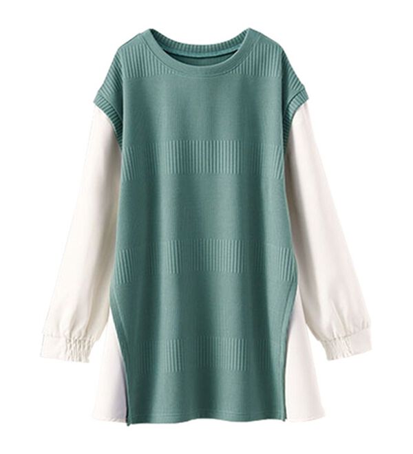 BELLUNA（ベルーナ）の「ボーダージャカード異素材切替チュニック（チュニック）」｜詳細画像