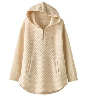 BELLUNA（ベルーナ）の「キルト刺しゅうハーフジップパーカー（パーカー）」｜アイボリー