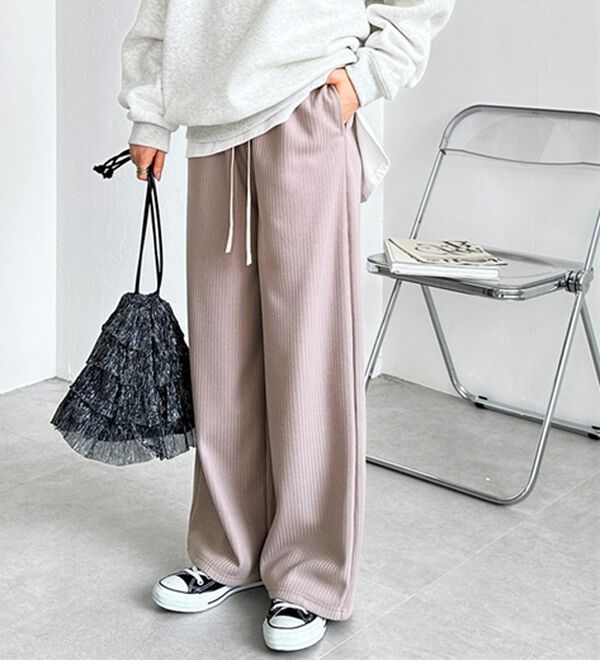 GeeRA（ジーラ）の「ふわふわあったか！裏起毛リブワイドパンツ（フルレングスパンツ）」｜詳細画像