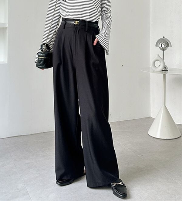 GeeRA（ジーラ）の「着心地抜群！ハイウエストダブルタックワイドパンツ（フルレングスパンツ）」｜詳細画像