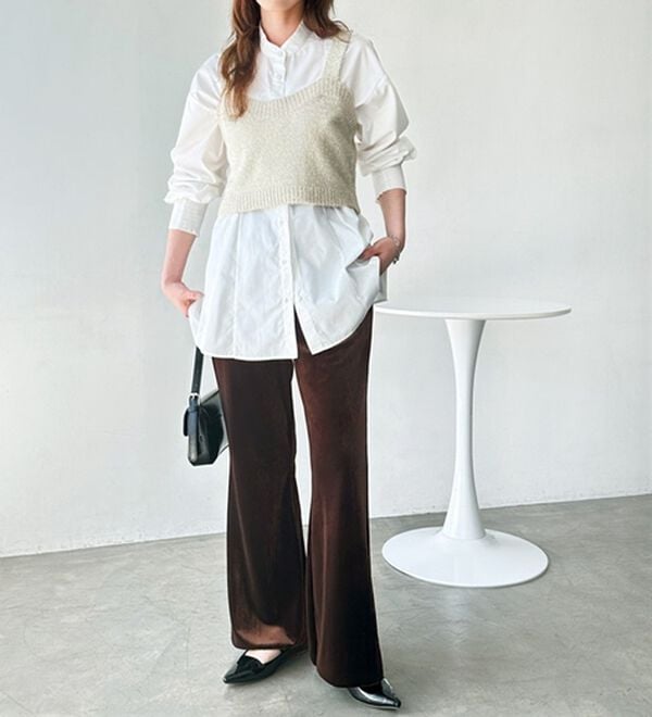 GeeRA（ジーラ）の「ベロアフレアパンツ（フルレングスパンツ）」｜詳細画像