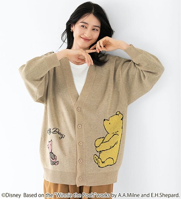 BELLUNA（ベルーナ）の「＜Ｄｉｓｎｅｙ＞【プー】ジャカードカーディガン（ニットカーディガン）」｜ベージュ