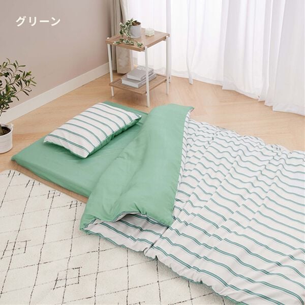 iellio（イエリオ）の「大人かわいいリバーシブルカバーリング＜ストライプ・北欧・掛布団カバー・枕カバー・ボックスシーツ・洗える・Ｃａｎｖａｓ＞（ボックスシーツ・ベッドシーツ）」｜詳細画像