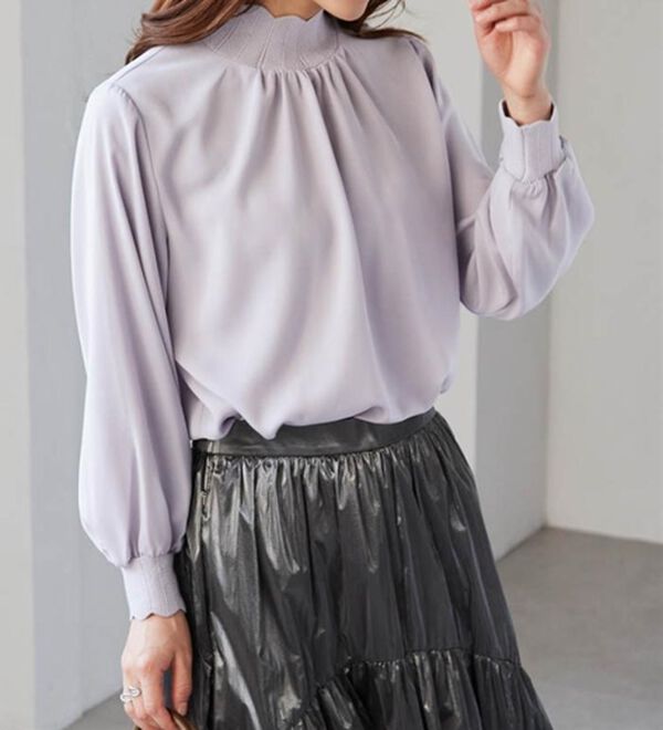 RANAN（ラナン）の「スカラップリブニット使いブラウス（ブラウス）」｜詳細画像