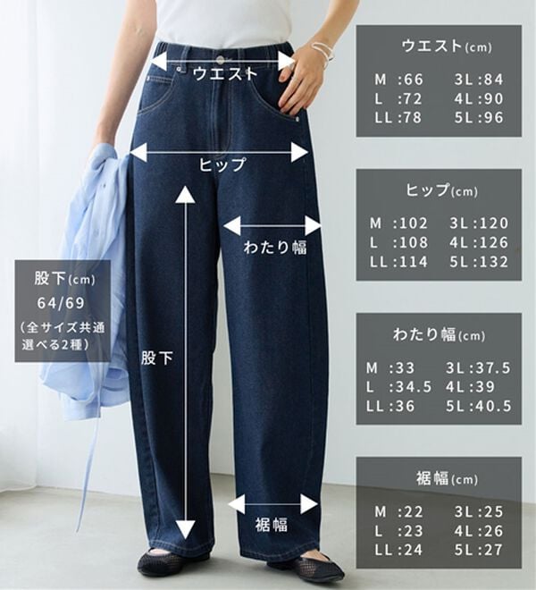 BELLUNA（ベルーナ）の「オシャレに見えるカーブデニムパンツ（ワイドパンツ・ガウチョ）」｜詳細画像