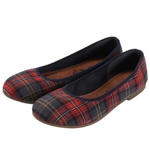 RANAN（ラナン）の「日本製カジュアルシューズ（フラットシューズ）」｜レッド系チェック柄