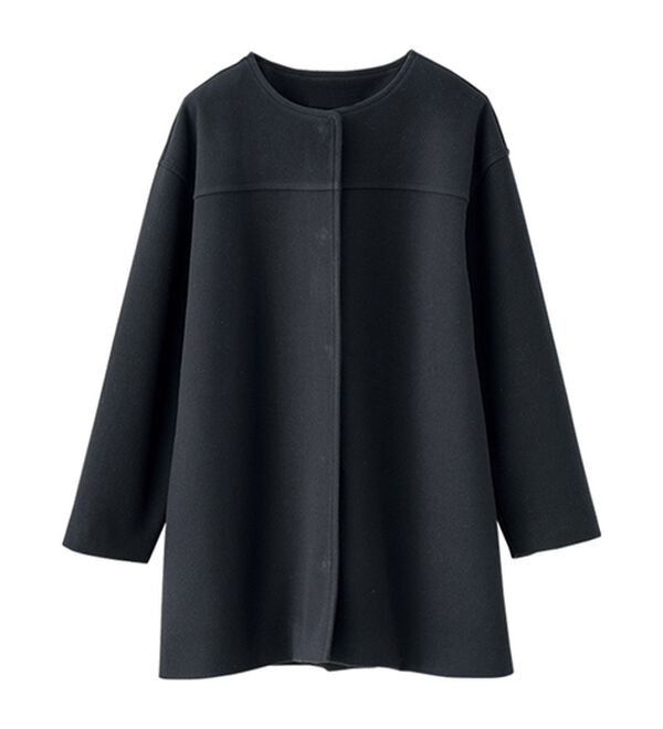 Peace 【希少 】ルナマティーノ ハーフコート (美品) ウール調素材ノーカラーミドル丈コート - ベルーナ【公式】