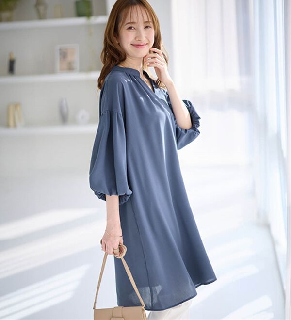 alotta（アロッタ）の「パフ袖とろみブラウスチュニックワンピース（チュニックワンピース）」｜詳細画像