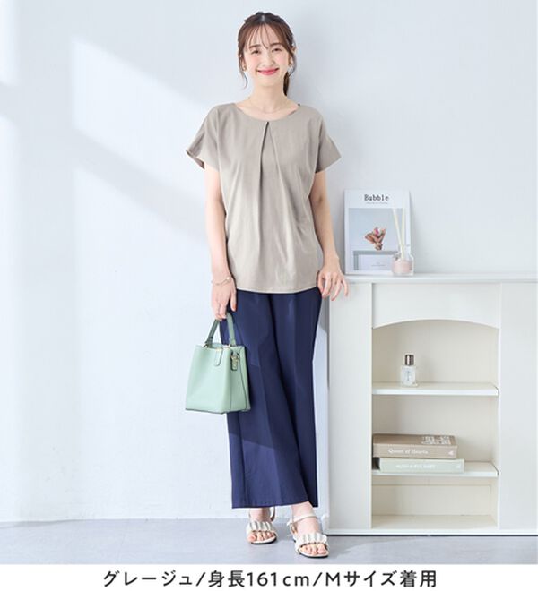 alotta（アロッタ）の「ひんやりタックデザインＴシャツ（カットソー）」｜詳細画像