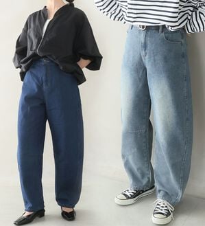 A HAPPY MARILYN（アハッピーマリリン）の「【大きいサイズ】【Ｌ～８Ｌ／選べる丈】トレンドスタイルのバレルパンツ（ワイドパンツ・ガウチョ）」｜詳細画像