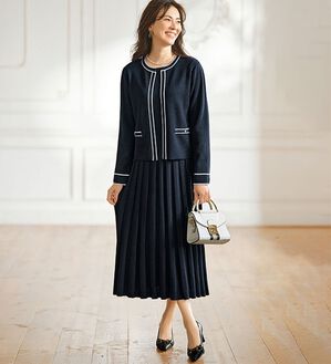 BELLUNA（ベルーナ）の「配色使いニットジャケットワンピースアンサンブル（アンサンブル）」｜詳細画像