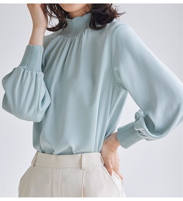 RANAN（ラナン）の「スカラップリブニット使いブラウス（ブラウス）」｜詳細画像