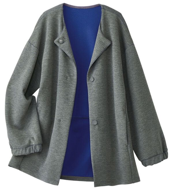 BELLUNA（ベルーナ）の「＜ａｉｒｙ　ｊｅｒｓｅｙ＞配色コクーンジャケット（ノーカラージャケット）」｜詳細画像