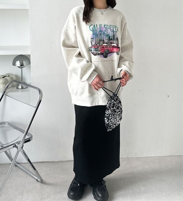 GeeRA（ジーラ）の「ラフィックヴィンテージ風裏起毛スウェット（カットソー）」｜詳細画像