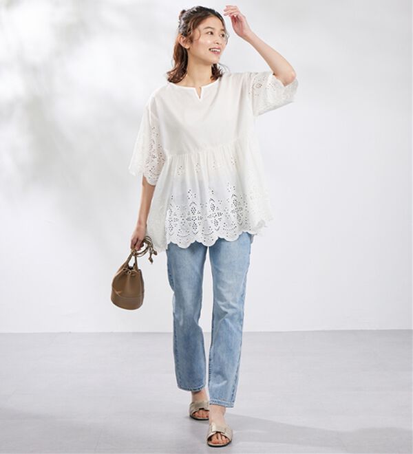 Viola e Viola（ヴィオラ エ ヴィオラ）の「綿レースキーネックチュニック（チュニック）」｜詳細画像