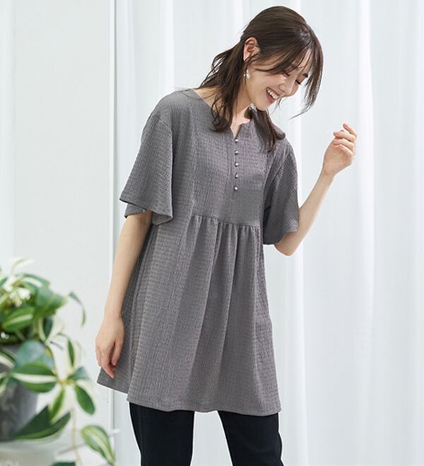 BELLUNA（ベルーナ）の「よく伸びてラク！ポコポコ着やせチュニック（チュニック）」｜詳細画像
