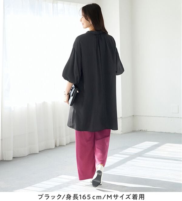 alotta（アロッタ）の「パフ袖とろみブラウスチュニックワンピース（チュニックワンピース）」｜詳細画像