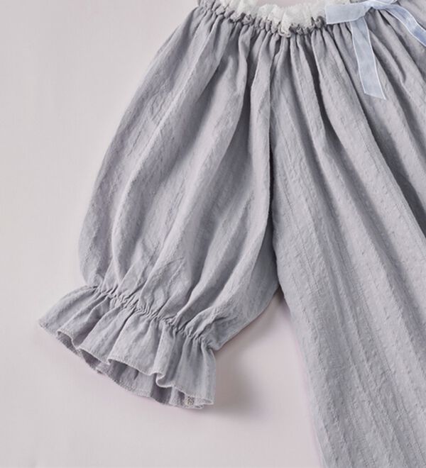 YU'NOW（ユナウ）の「【上下２点セット】スクエアネックドビーストライプパジャマ（パジャマ・ルームウェア）」｜詳細画像