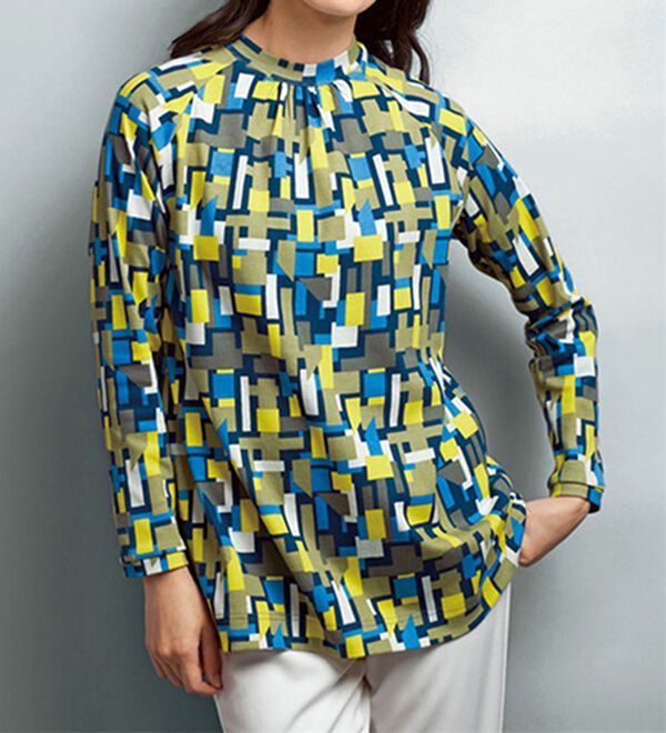 BELLUNA（ベルーナ）の「超長綿１００％彩りプリントチュニック（カットソー）」｜詳細画像