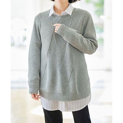 BELLUNA（ベルーナ）の「編地変化シンプルニットプルオーバー（ニット・セーター）」