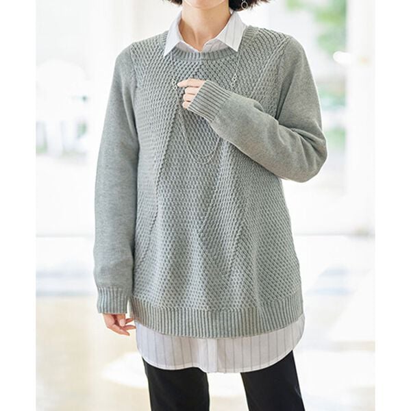 BELLUNA（ベルーナ）の「編地変化シンプルニットプルオーバー（ニット・セーター）」｜詳細画像
