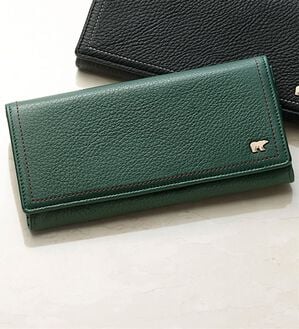 「＜ゴールデンベア＞卓越した手触りディアスキン長財布（メンズ財布・パスケース）」｜グリーン
