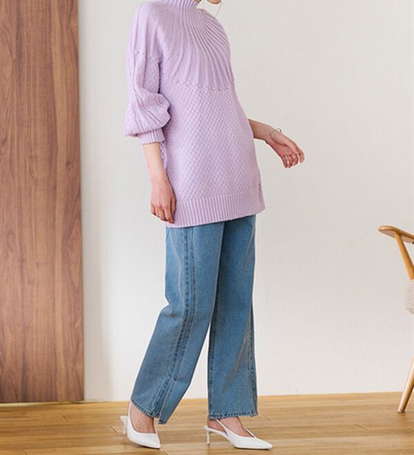 RANAN（ラナン）の「ハイネック求心柄ロング丈ニット（ニット・セーター）」｜詳細画像