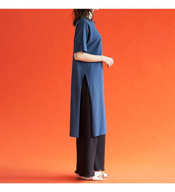 BELLUNA（ベルーナ）の「【楊柳イージーパンツ付】ひんやり！スリットデザインワンピース（カットソーワンピース）」｜詳細画像