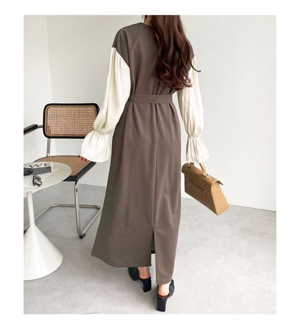 GeeRA（ジーラ）の「ブラウスレイヤード風ドッキングワンピース（カットソーワンピース）」｜詳細画像