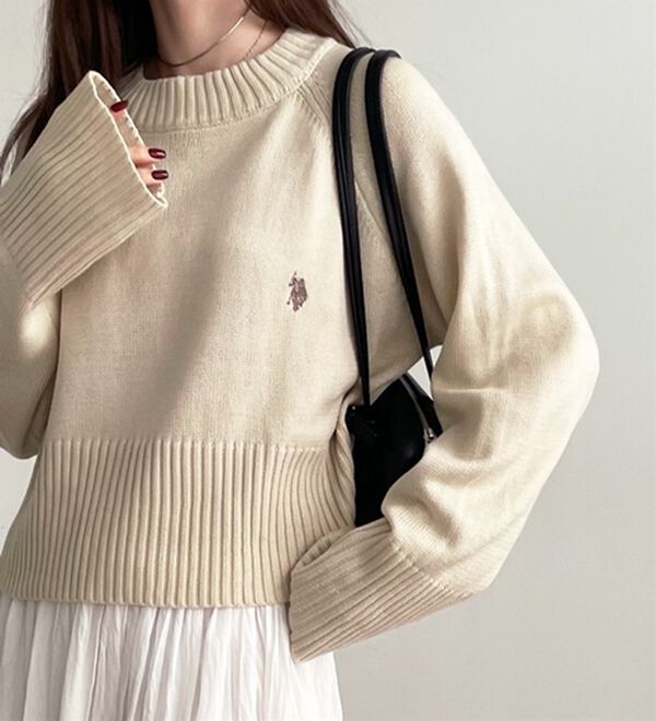 GeeRA（ジーラ）の「【ＵＳ．ＰＯＬＯ　ＡＳＳＮ】ショート丈ニット（ニット・セーター）」｜詳細画像