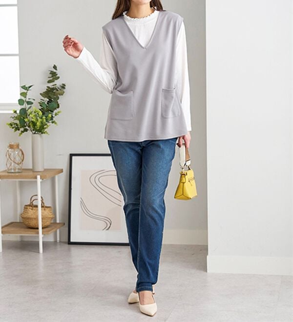 BELLUNA（ベルーナ）の「シャーリング衿ベストアンサンブル（アンサンブル）」｜詳細画像