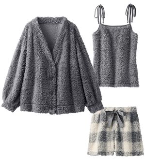 YU'NOW（ユナウ）の「モールニット風ルームウェア３点セット（パジャマ・ルームウェア）」｜チャコールグレー