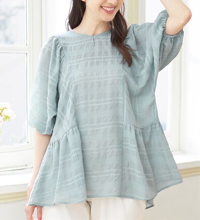 alotta（アロッタ）の「シアーチェックパフ袖チュニック（チュニック）」