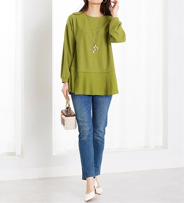 BELLUNA（ベルーナ）の「かのこ素材裾プリーツプルオーバー（カットソー）」｜詳細画像