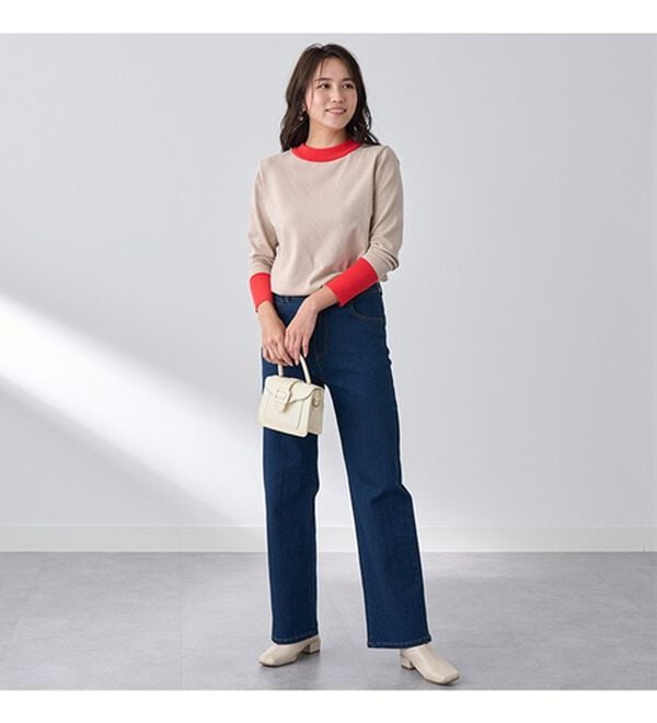 BELLUNA（ベルーナ）の「ぐんぐん伸びるカラーワイドデニム（ワイドパンツ・ガウチョ）」｜詳細画像