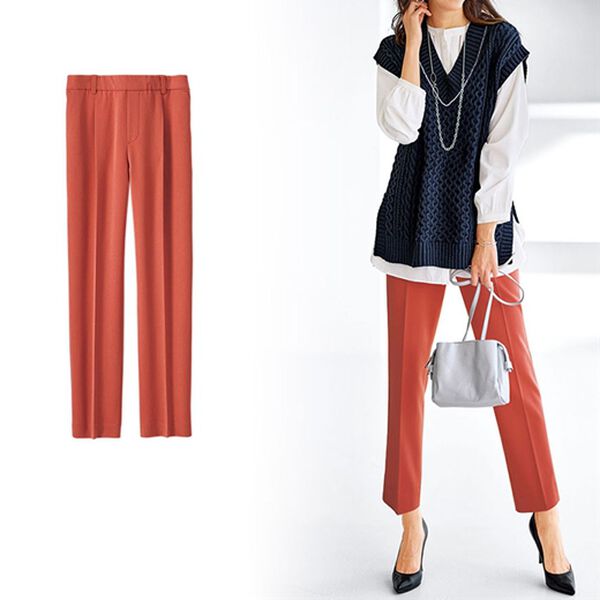 BELLUNA（ベルーナ）の「ストレッチ素材美脚見えテーパードパンツ（テーパードパンツ）」｜コーラル