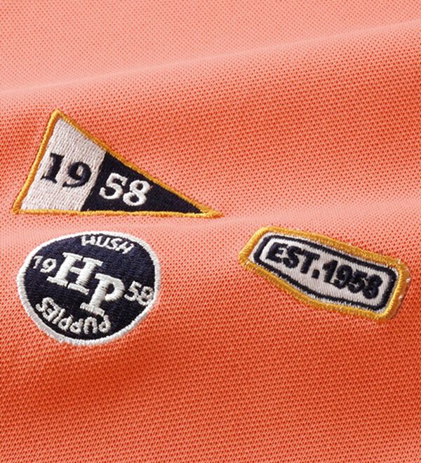 「＜ハッシュパピー＞ワッペン付配色ポロシャツ（メンズポロシャツ）」｜詳細画像