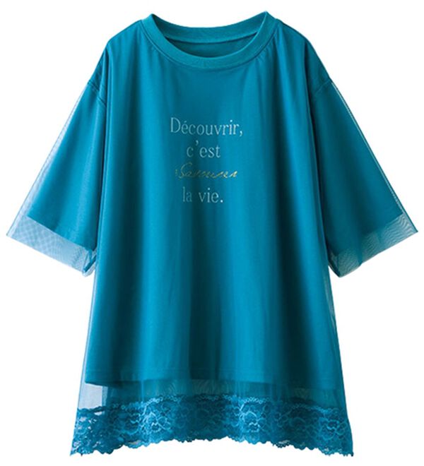 BELLUNA（ベルーナ）の「チュール重ね裾レースデザインプルオーバー（カットソー）」｜詳細画像