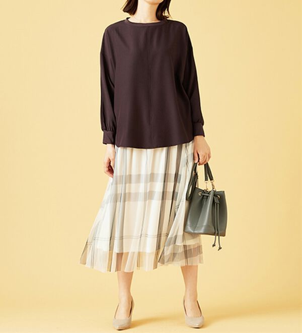 BELLUNA（ベルーナ）の「チュール素材上品プリントフレアースカート（ロングスカート）」｜詳細画像