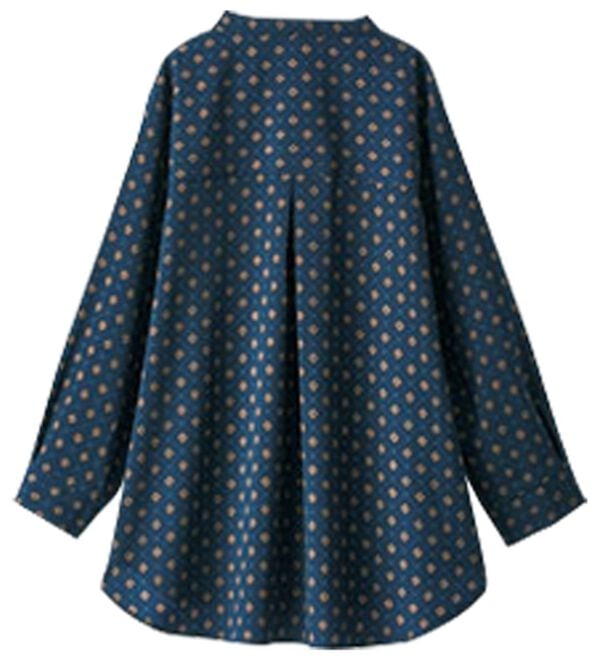 BELLUNA（ベルーナ）の「前ボタンデザイン小紋柄ブラウス（ブラウス）」｜詳細画像