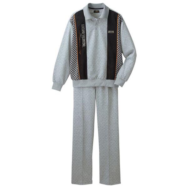 「【２着組】＜ルチアーノ・ヴァレンティノ＞やわらかキルトのポロ衿ホームスーツ（メンズルームウェア）」｜詳細画像