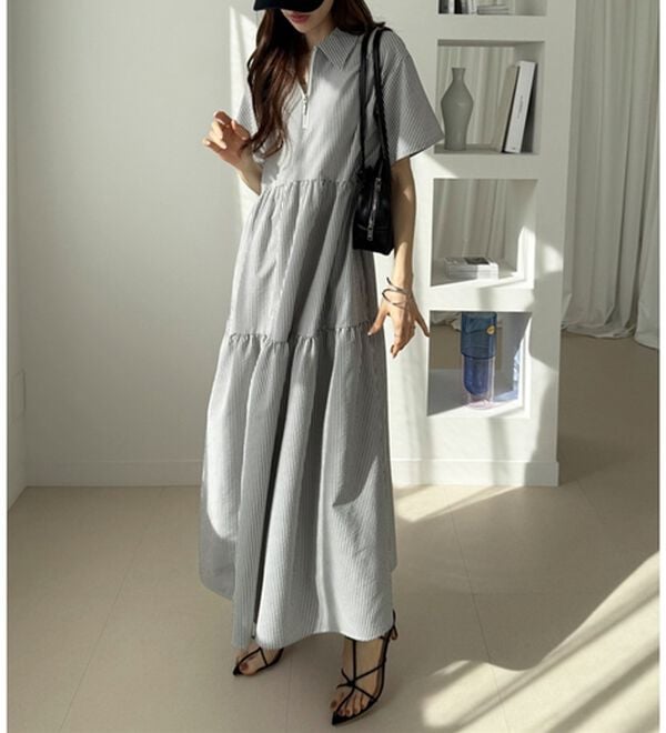 GeeRA（ジーラ）の「サッカーティアードハーフジップワンピース（その他ワンピース）」｜詳細画像