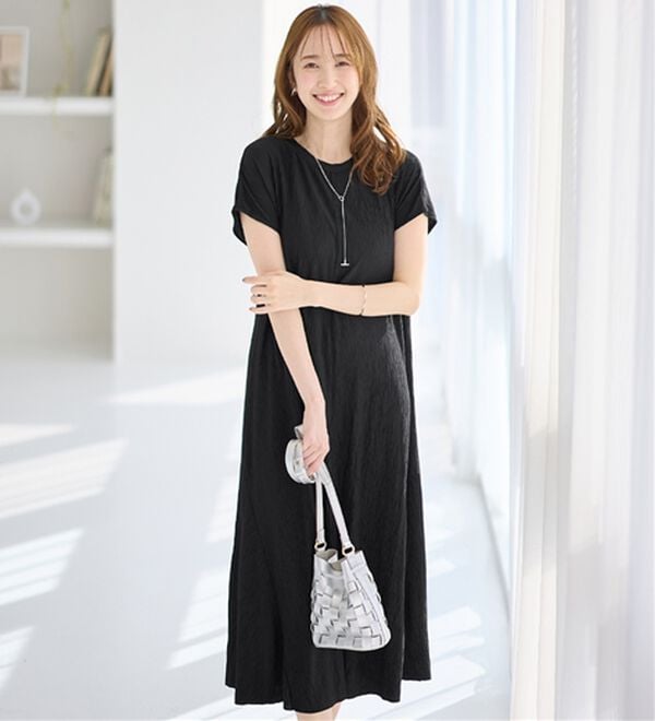 alotta（アロッタ）の「【４つの機能付】ひんやり楽ちん快適！フレアーワンピース（カットソーワンピース）」｜詳細画像