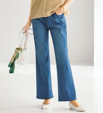 BELLUNA（ベルーナ）の「ヒンヤリ軽やか！フレアーデニムパンツ（フルレングスパンツ）」