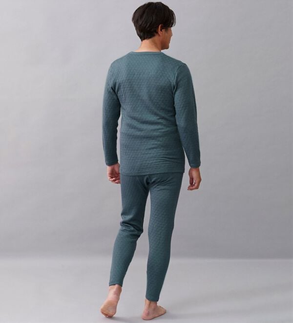 「【３着組】＜クロコダイル＞ウール入肌側綿１００％極温（Ｒ）キルトインナー上下３着組（メンズ肌着・インナーウェア）」｜詳細画像