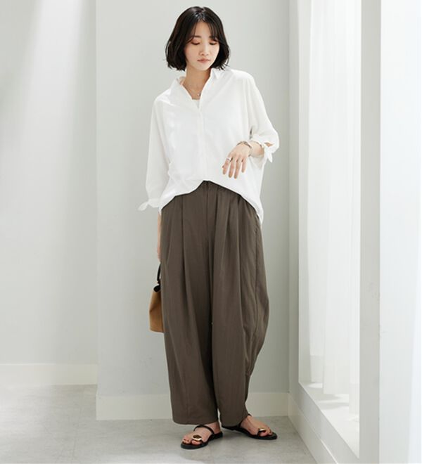 BELLUNA（ベルーナ）の「【吸水速乾】イージーケア！袖リボンシャツチュニック（チュニック）」｜詳細画像