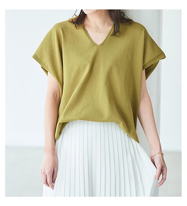 BELLUNA（ベルーナ）の「エコニットフレンチスリーブプルオーバー（ニット・セーター）」｜詳細画像